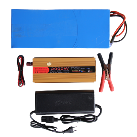 Комплект резервного питания мощностью 880 ватт.час (инвертор 24v/220v2000w, литий ионная АКБ 24v34Ah, зарядное устройство 24v10A