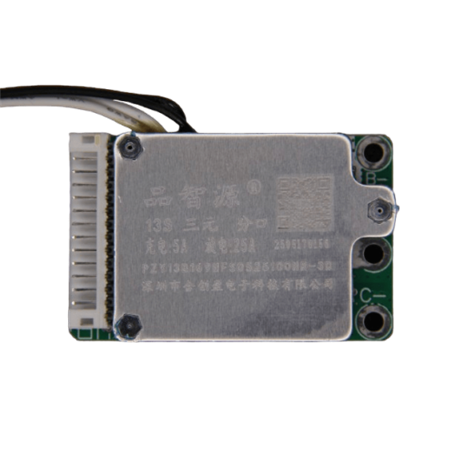Мини BMS 13s для литий ионных аккумуляторных батарей на 48v с током заряда до 5А, током разряда 25А/50А
